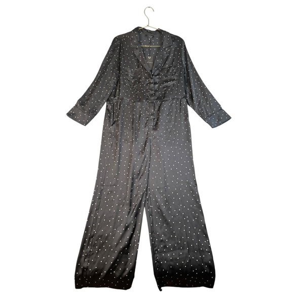 Lucky Brand Polka Dot Jumpsuit Women's Small Black White Long Sleeve NWT 671 - Picture 1 of 10
